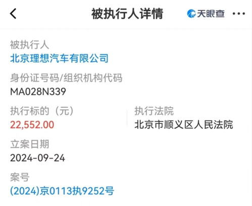 北京理想汽車(chē)關(guān)聯(lián)公司被列為被執(zhí)行人，業(yè)內(nèi)關(guān)注其商務(wù)信息咨詢業(yè)務(wù)